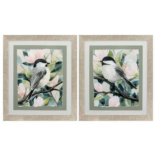 25" X 29" Champagne Gold Color Frame  Veiled Aviary (Set of 2)