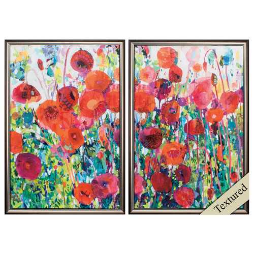 17" X 25" Brown Frame Vivid Poppy Collage (Set of 2)