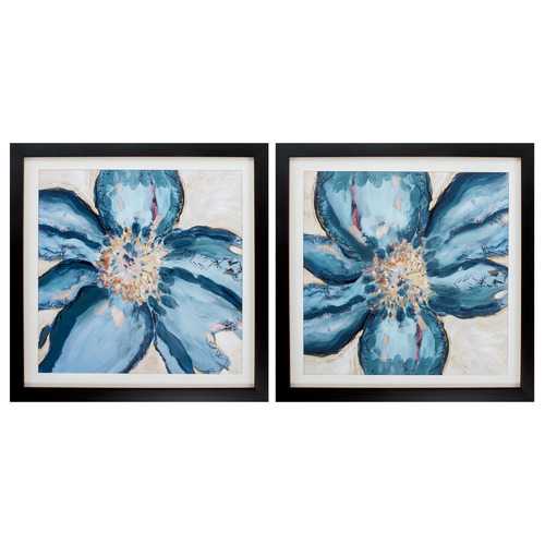 30" X 30" Brown Frame Poppy Blue (Set of 2)