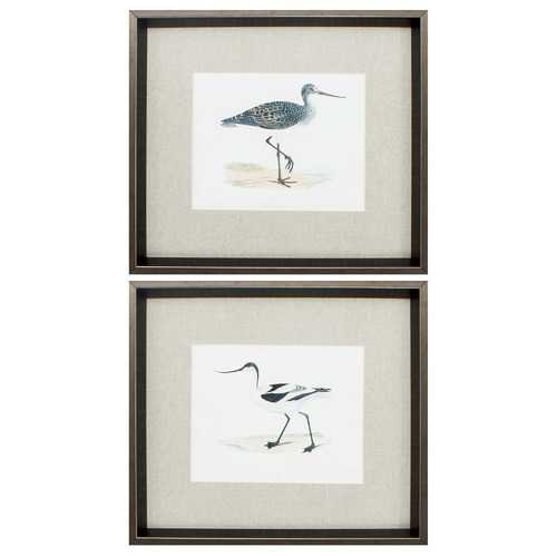 17" X 15" Brushed Silver Frame Morris Sandpipers (Set of 2)