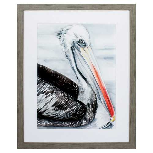 27" X 33" Woodtoned Frame Grey Pelican I