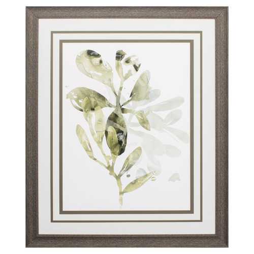 27" X 33" Distressed Wood Toned Frame Lichen & Leaves I