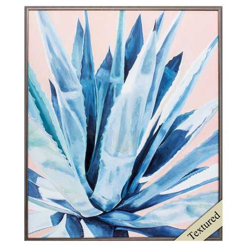 21" X 25" Gunmetal Gray Frame Agave With Coral