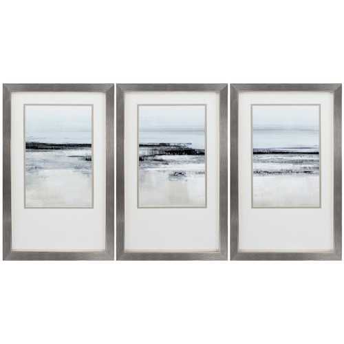 21" X 34" Silver Frame Landform I (Set of 3)