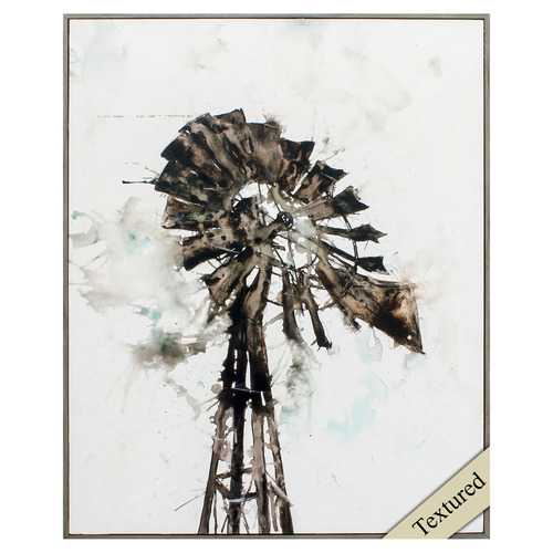 23" X 28" Woodtoned Frame Watercolor Windmill
