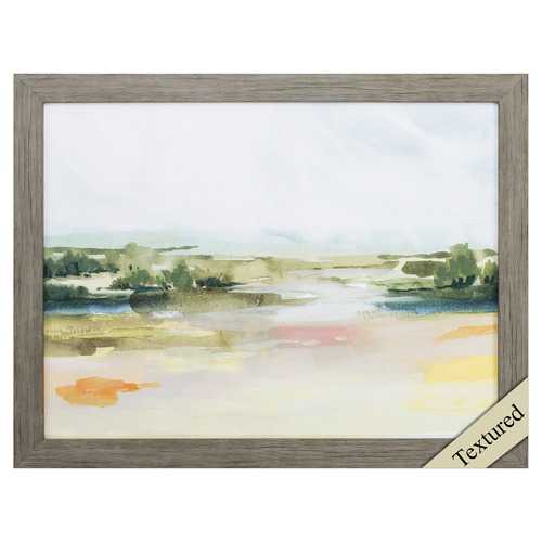 27" X 21" Woodtoned Frame Sunlit Marsh II
