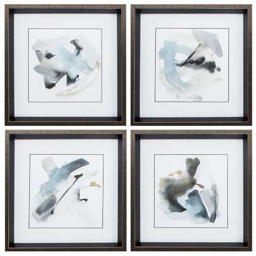 13" X 13" Brushed Silver Frame Sand & Sky (Set of 4)