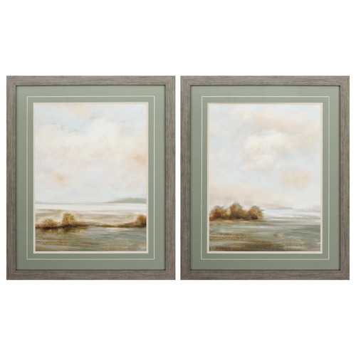 27" X 33" Woodtoned Frame Summer Clouds (Set of 2)