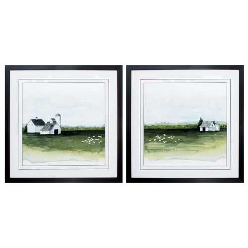 25" X 25" Dark Wood Toned Frame Delilahs Farm (Set of 2)
