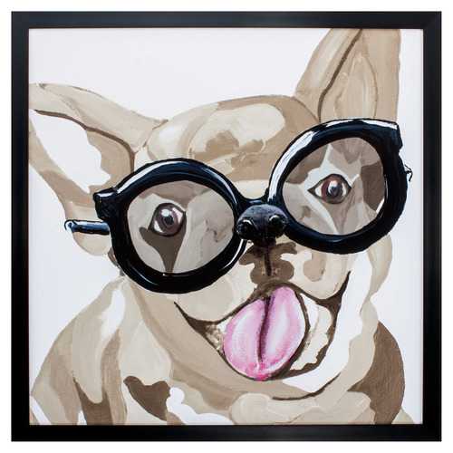 26" X 26" Dark Wood Toned Frame Fashion Pup