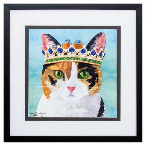 18" X 18" Silver Frame Crown Cat