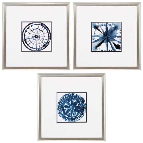 28" X 28" Brushed Silver Frame Indigo Dye (Set of 3)