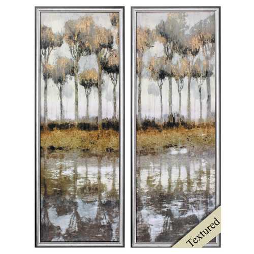 13" X 36" Silver Frame Mozambique (Set of 2)