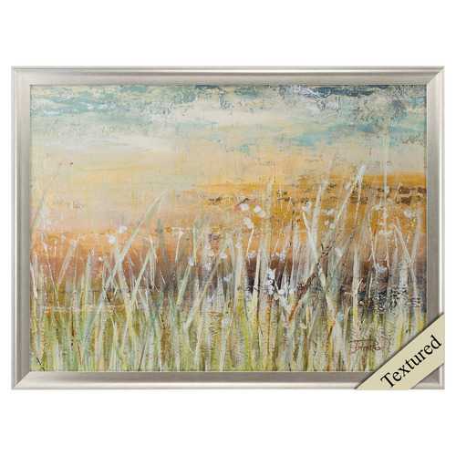36" X 27" Brushed Silver Frame Muted Grass