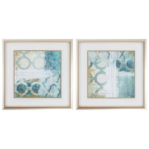 26" X 26" Champagne Gold Color Frame  Blue Ramble (Set of 2)