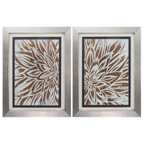 18" X 24" Silver Frame Barnwood Bloom (Set of 2)