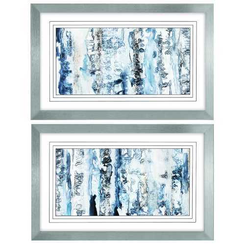 32" X 20" Silver Frame Neutral Strata (Set of 2)