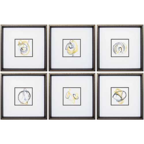 16" X 16" Brushed Silver Frame String Orbit Set of 6