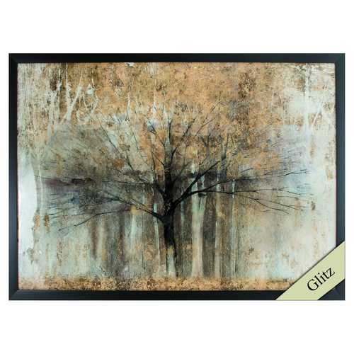 36" X 26" Dark Wood Toned Frame Open Arms Gold