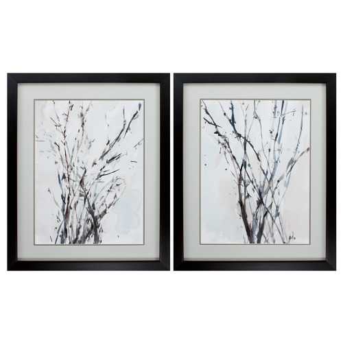 26" X 32" Brown Frame Watercolor Branches (Set of 2)