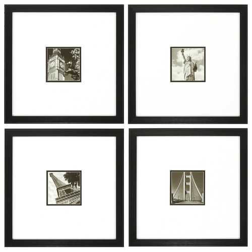 18" X 18" Dark Wood Toned Frame Photoscape (Set of 4)