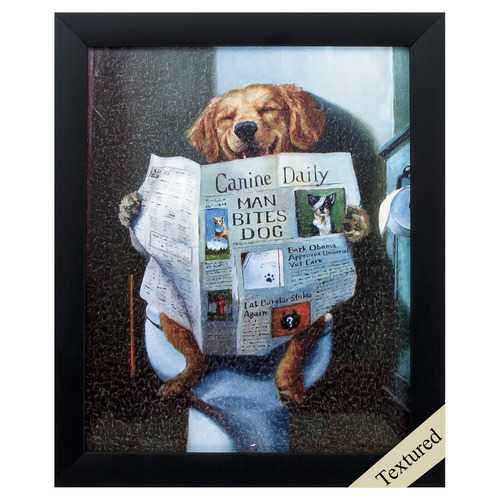9" X 11" Black Frame Man Bites Dog