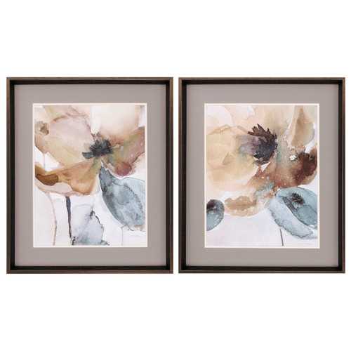23" X 27" Brushed Silver Frame Watercolor Poppy (Set of 2)