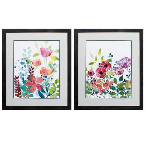 23" X 27" Distressed Black Frame Vivid Flower (Set of 2)