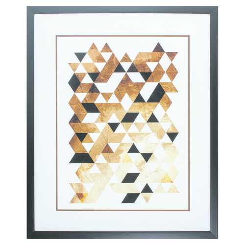 26" X 32" Dark Wood Toned Frame Linked Triangle I