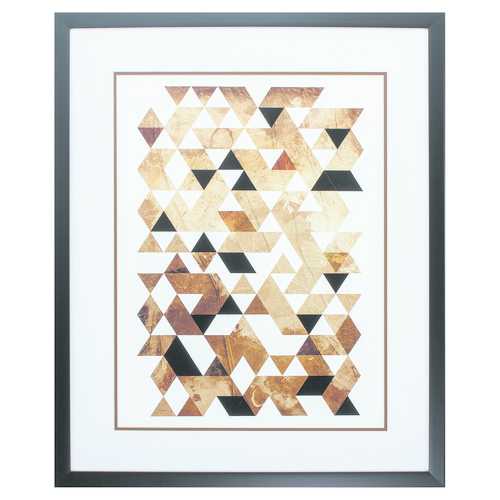 26" X 32" Dark Wood Toned Frame Linked Triangle II