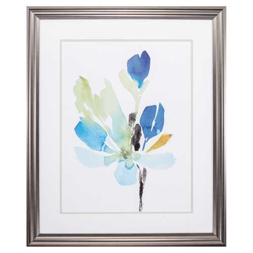 27" X 33" Gunmetal Gray Frame Delicate Blue Floral II