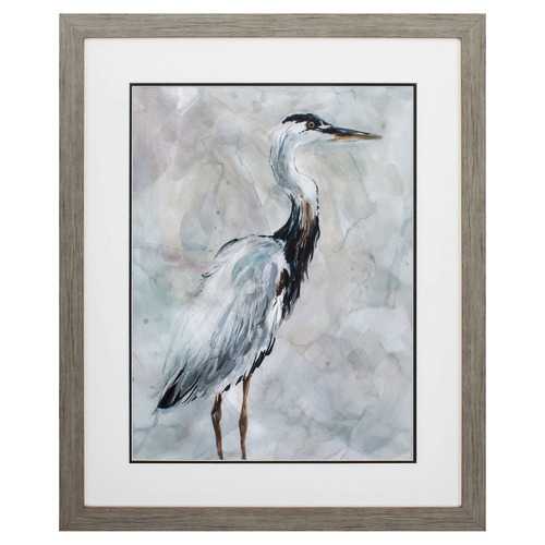 27" X 33" Woodtoned Frame Crane At Dusk I