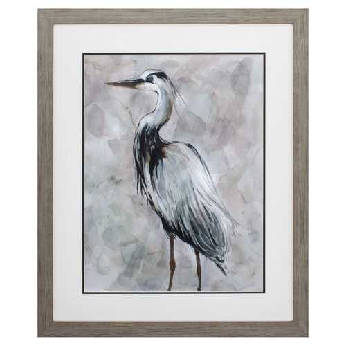 27" X 33" Woodtoned Frame Crane At Dusk II