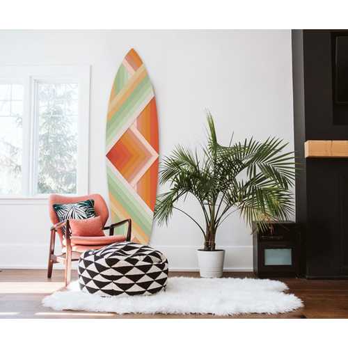 Retro Mod Orange Surfboard Wall Art