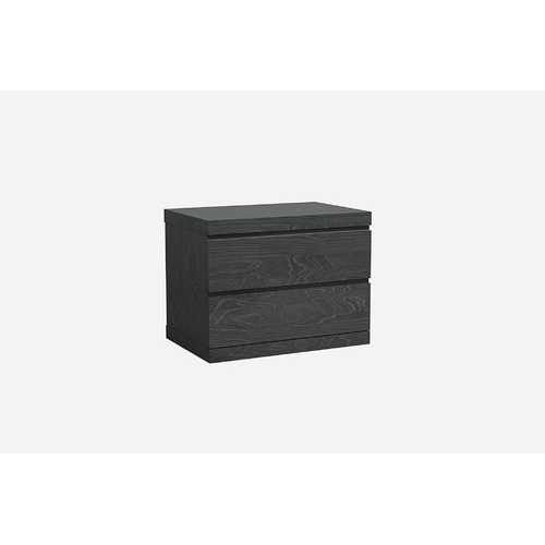 Modern Gray Woodgrain Finish 2 Drawer Nightstand