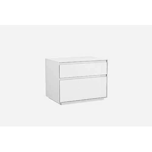 Simplistic White Gloss 2 Drawer Nightstand
