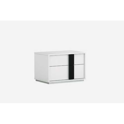 Contemporary White and Black 2 Drawer  Nightstand