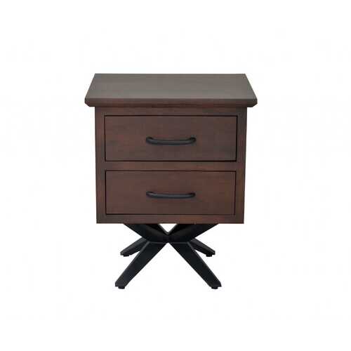16" X 18" X 22" Brown Black Wood Metal Nightstand