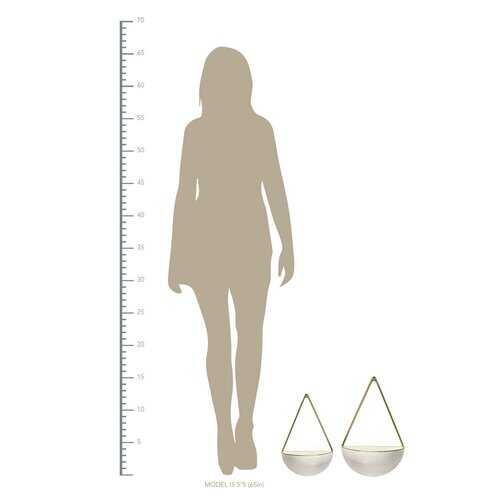 S/2 Creamy Round Metal Wall Planters