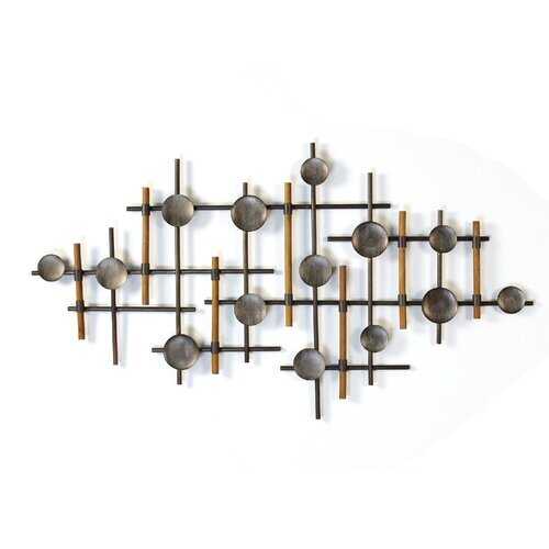Brushed Metal & Wood Wall Sculpture