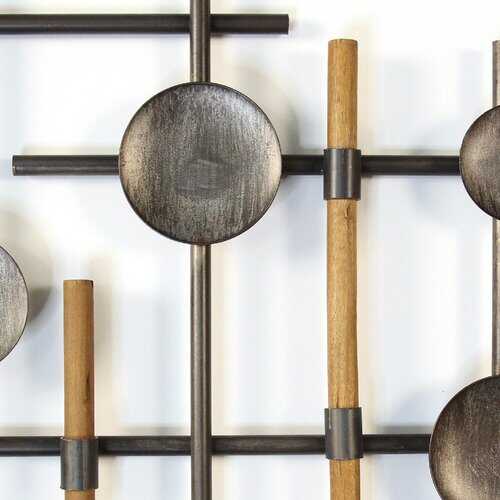 Brushed Metal & Wood Wall Sculpture
