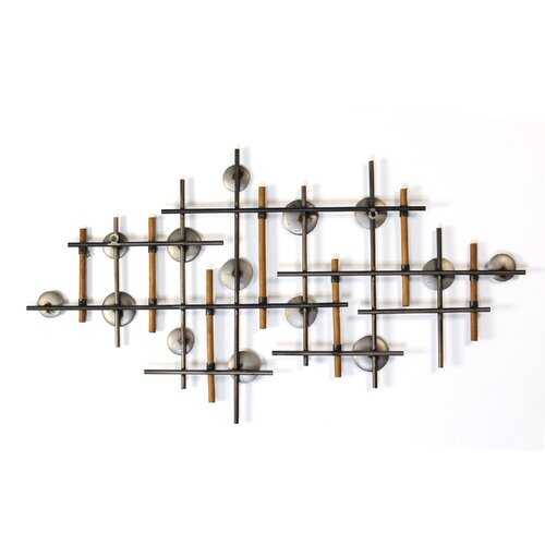 Brushed Metal & Wood Wall Sculpture