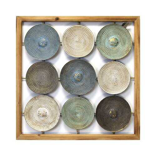 Distressed Multi-Color Metal & Wood Framed Plates