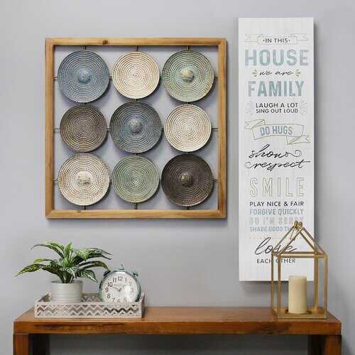 Distressed Multi-Color Metal & Wood Framed Plates