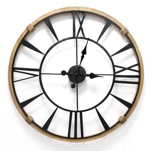 29.5" Round Metal & Wood Frame Columbus / Wall Clock