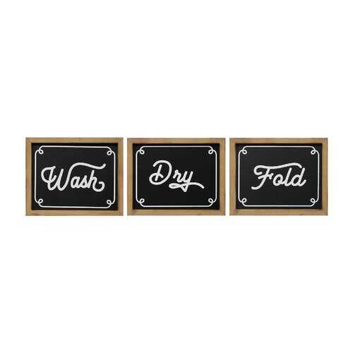 Wash Dry Fold Rustic Laundry Wall Art 3pc Set