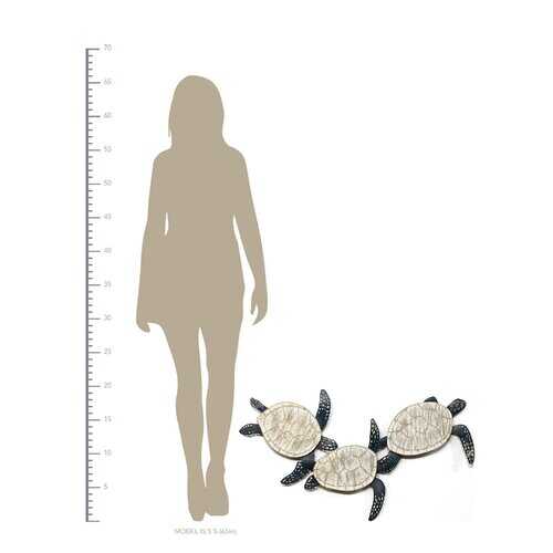 Shimmering Metal & Carved Wooden Turtle Wall Decor