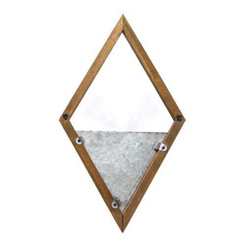 S/2 Diamond Wood & Metal Wall Planters