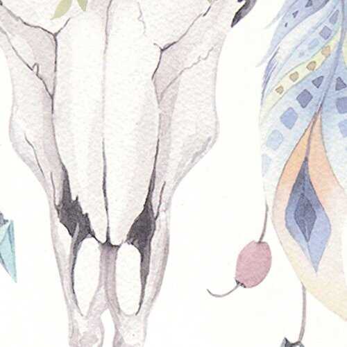 Pastel Boho Cow Metal Wall Decor