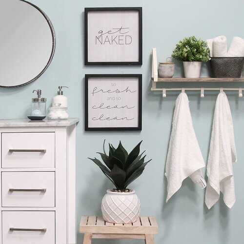 Set of 2 Get Naked  Black Wood Framed Wall Art